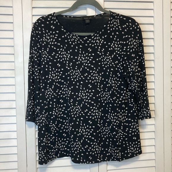 J. Jill Tops - J. Jill Wherever Collection Black And White 3/4 Sleeve Top Size Small Petite
